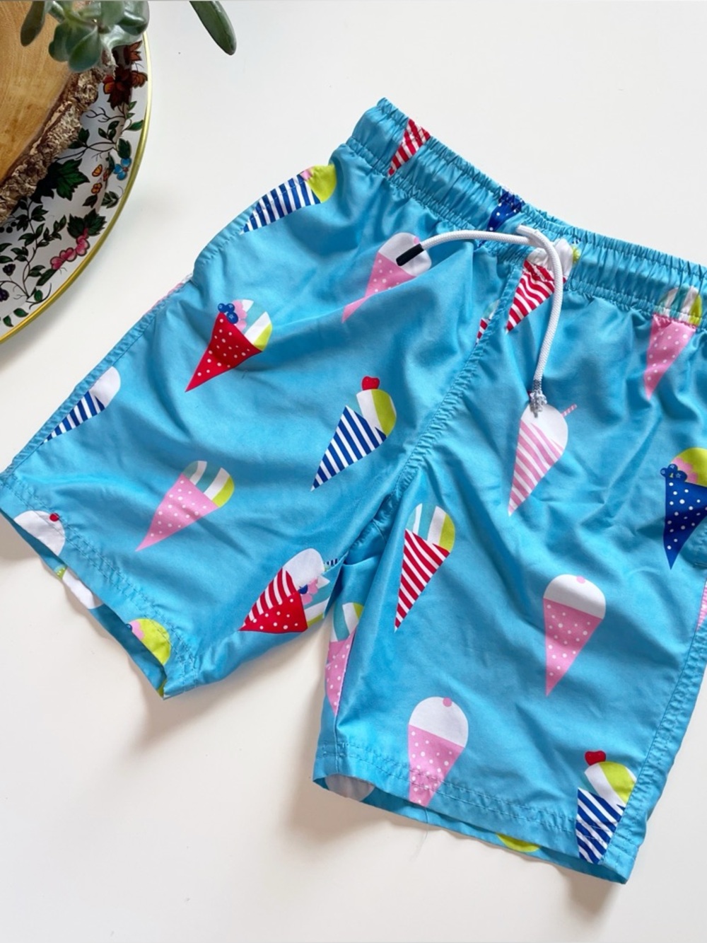 Maamgic Boys Blue Ice Cream Print Swim Trunk Shorts | Size 8